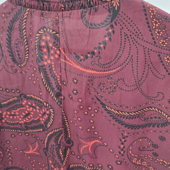 Abercrombie and Fitch Burgundy Paisley Pullover Pockets Long Sleeved Blouse XS - Picture 6 of 11
